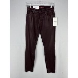$299 7 For All Mankind The Ankle Skinny Coated Jeans Plum Size 25
